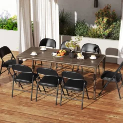 2er Set Klappstühle mit Metallrahmen Gartenstuhl Kunstleder Campingstuhl Gepolsterte Esszimmertühle