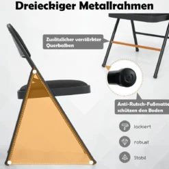 2er Set Klappstühle mit Metallrahmen Gartenstuhl Kunstleder Campingstuhl Gepolsterte Esszimmertühle