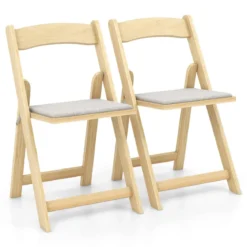 2er Set Klappstuhl mit Gepolsterter Sitzfläche Esszimmerstühlen aus Gummibaumholz