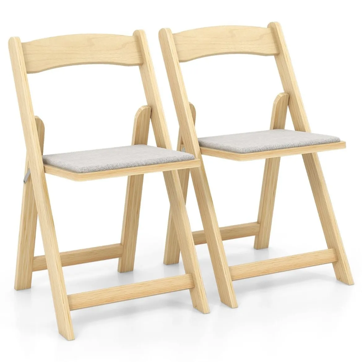 2er Set Klappstuhl mit Gepolsterter Sitzfläche Esszimmerstühlen aus Gummibaumholz