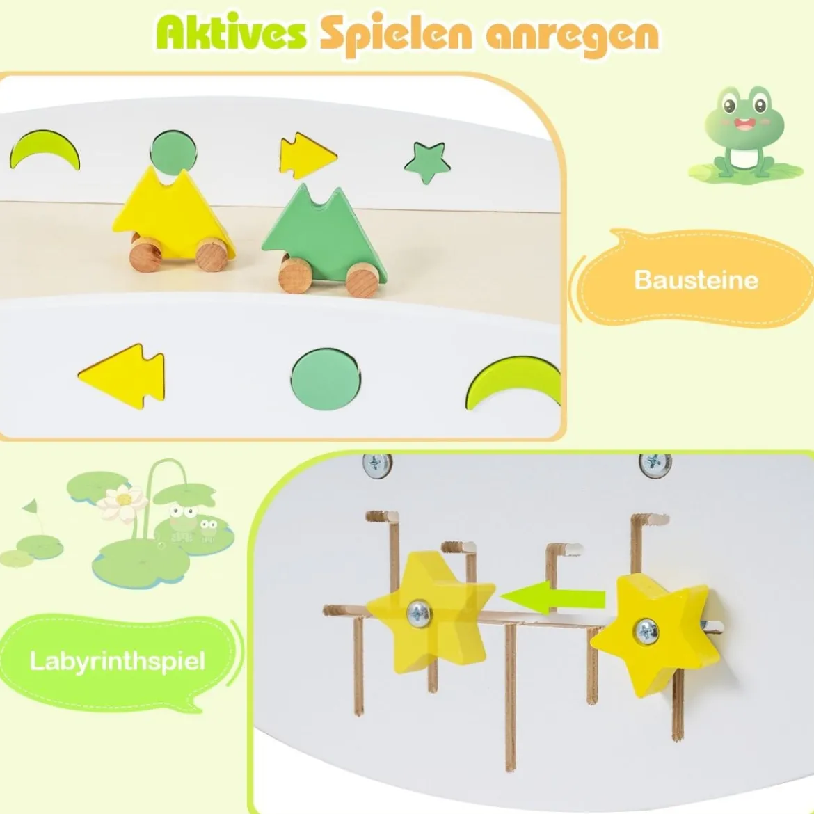 3er Set Klettergerüst mit Rutsche & Kletterbogen & Doppelseitige Rampe Kletterdreieck Weiß