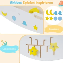 3er Set Klettergerüst mit Rutsche & Kletterbogen & Baustein Set Klappabres Kletterdreieck Weiß