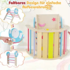 3er Set Klettergerüst mit Rutsche & Kletterbogen & Baustein Set Klappabres Kletterdreieck Mehrfarbig