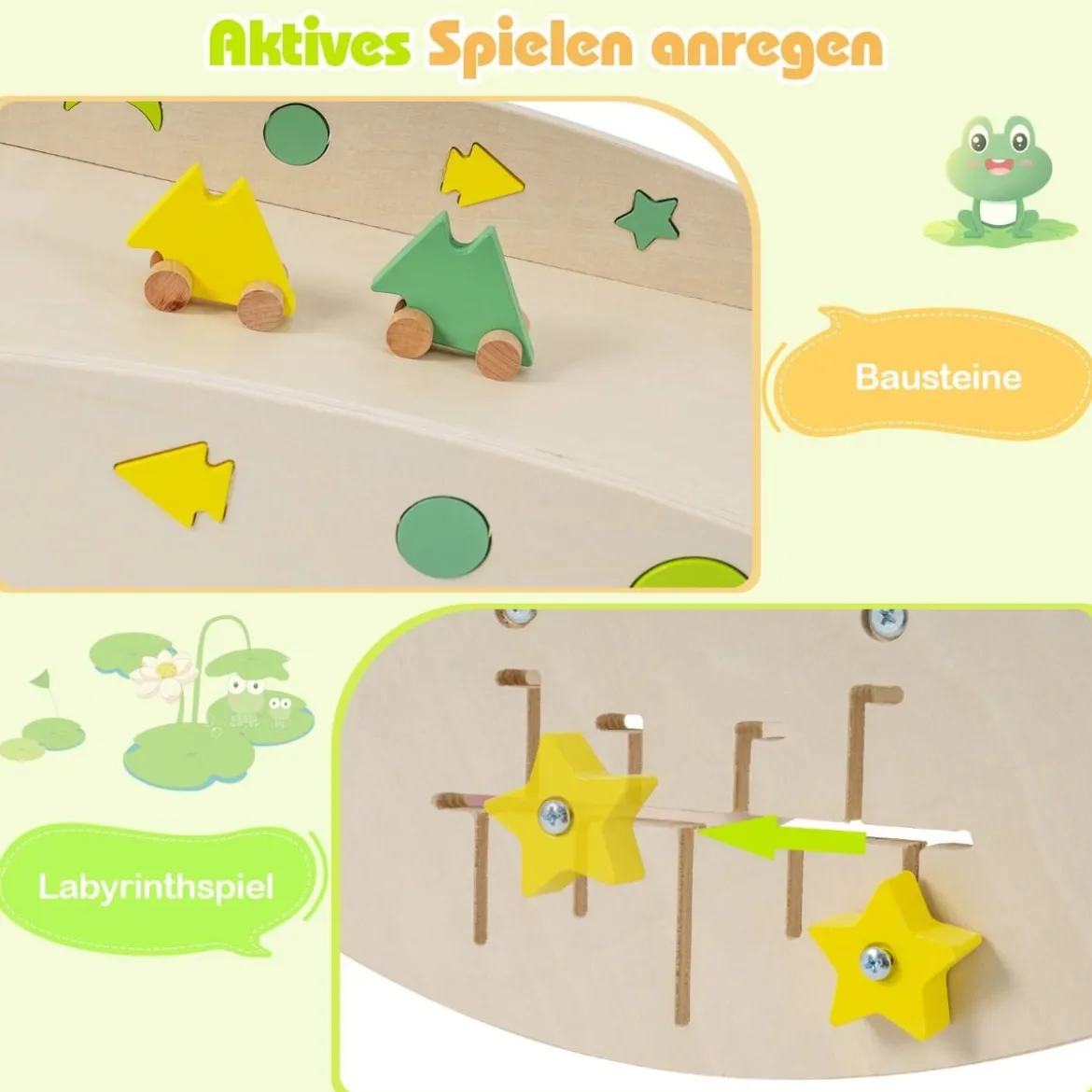 3er Set Klettergerüst mit Rutsche & Kletterbogen & Doppelseitige Rampe Kletterdreieck Grün