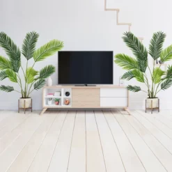 2er Set Künstliche Areca Palme 140 cm Kunstpflanze im Topf Kunstpalme mit Blättern Grün