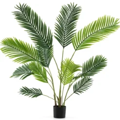 2er Set Künstliche Areca Palme 140 cm Kunstpflanze im Topf Kunstpalme mit Blättern Grün