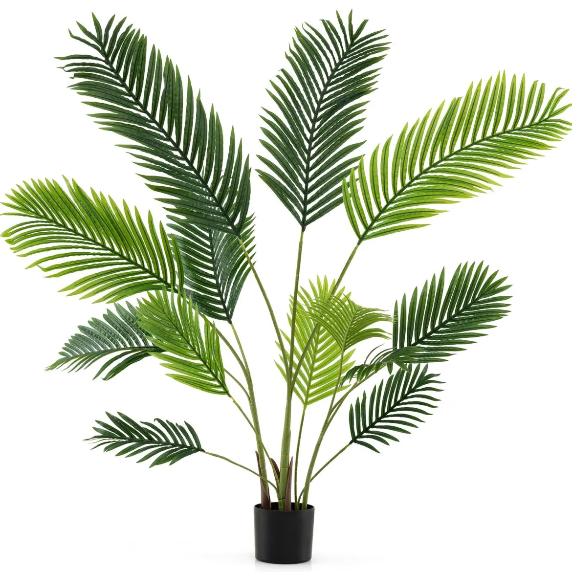 2er Set Künstliche Areca Palme 140 cm Kunstpflanze im Topf Kunstpalme mit Blättern Grün