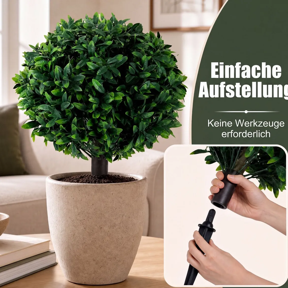 2er Set Künstliche Olivenbäume 65 cm Wetterfest mit Erdspießen Outdoor Grün