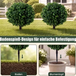 2er Set Künstliche Olivenbäume 65 cm Wetterfest mit Erdspießen Outdoor Grün