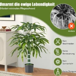 2er Set Künstliche Pflanze Bambus 100 cm Kunstbaum mit Topf Kunstpflanze für Zuhause Büro Grün