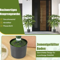 2er Set Künstliche Pflanze Bambus 100 cm Kunstbaum mit Topf Kunstpflanze für Zuhause Büro Grün