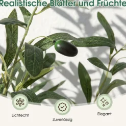 2er Set Künstlicher Olivenbaum mit Realistisch Früchten & Moos Moderne Künstliche Topfbäume