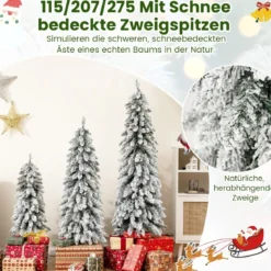 3er Set Künstlicher Weihnachtsbaum mit Beleuchtung & Schnee Christbaum 90 / 120 / 150 cm