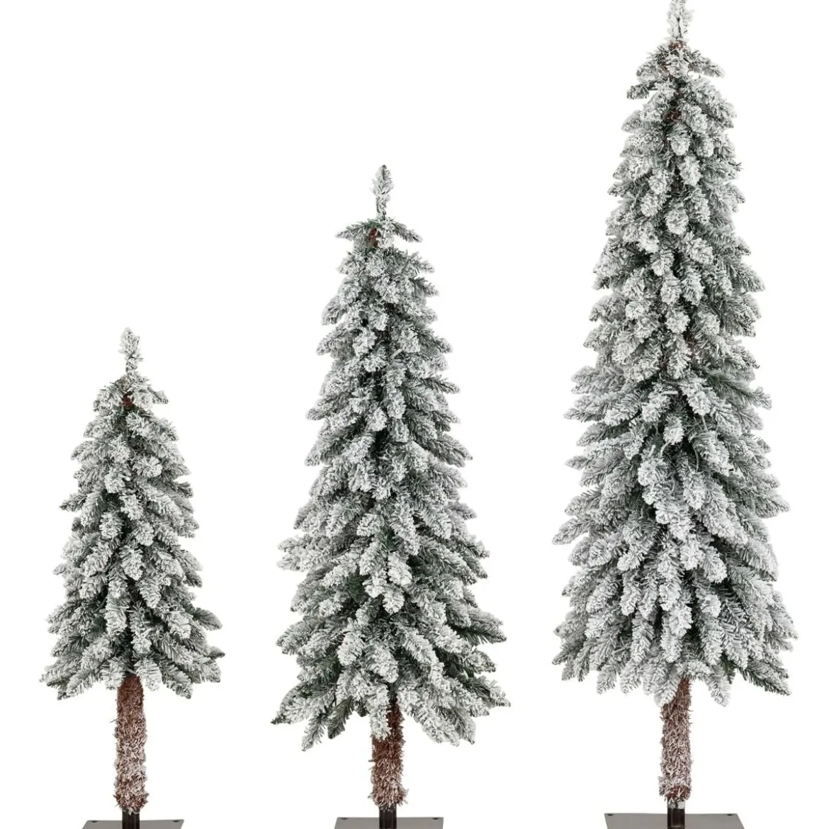 3er Set Künstlicher Weihnachtsbaum mit Beleuchtung & Schnee Christbaum 90 / 120 / 150 cm