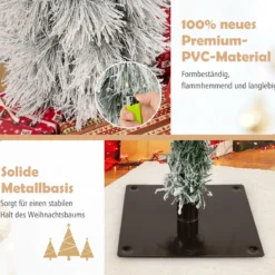 3er Set Künstliche Weihnachtsbäume 90 cm 120 cm 150 cm mit Beleuchtung schneebestäubte Zweigspitzen Grün