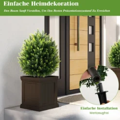 2er Set Künstliche Zypressenkugel mit Erdspieß Wetterfeste Kunstpflanzen Künstlicher Baum