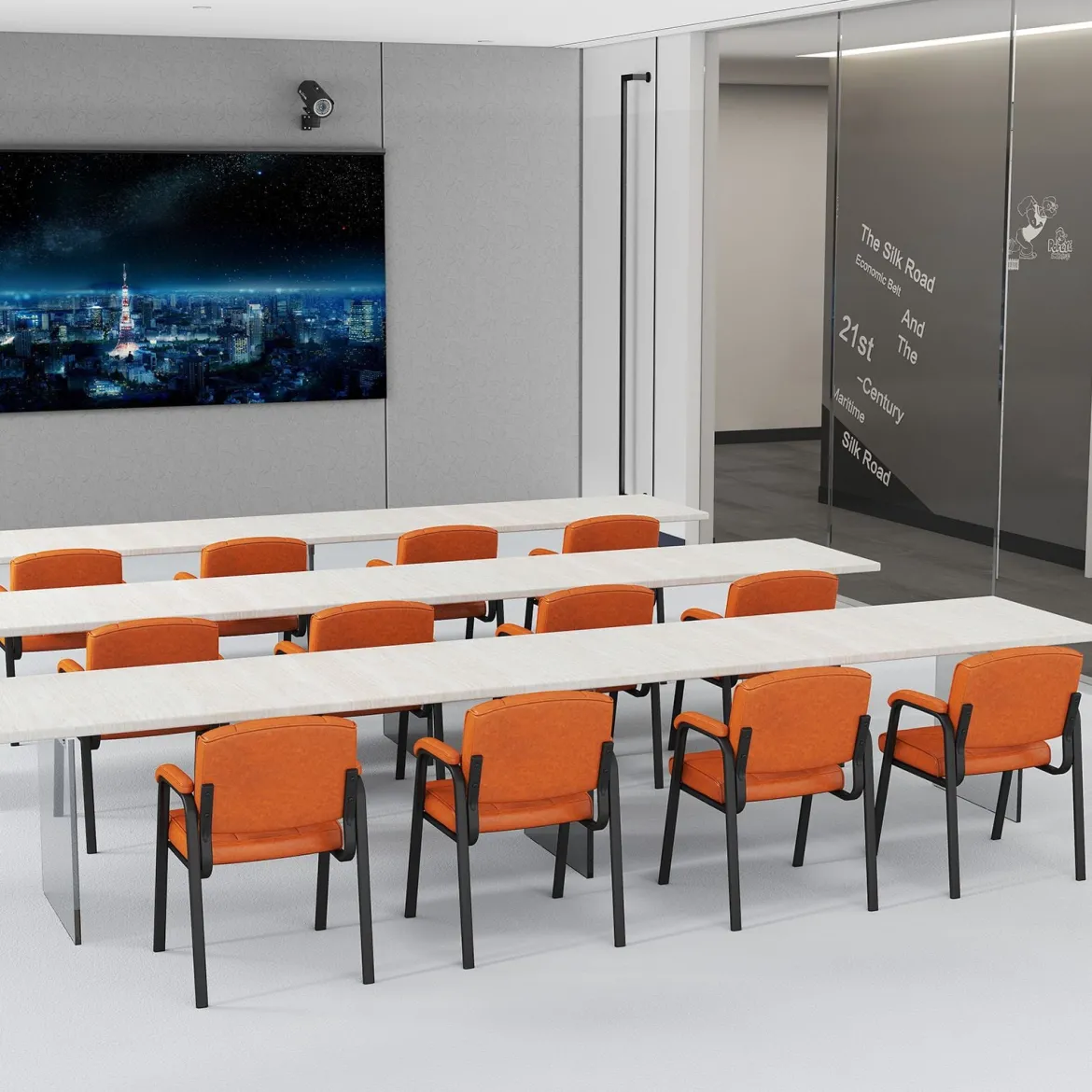 2er Set Konferenzstühle mit Gepolsterten Armlehnen & Metallrahmen Besucherstühle Braun