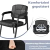 2er Set Konferenzstühle mit Gepolsterten Armlehnen & Metallrahmen Besucherstühle Schwarz