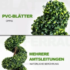 2er Set Kunstpflanze 120cm Künstlicher Spiralbaum Zimmerpflanze Im Blumentopf Dekopflanze