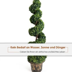 2er Set Kunstpflanze 120cm Künstlicher Spiralbaum Zimmerpflanze Im Blumentopf Dekopflanze