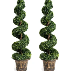 2er Set Kunstpflanze 120cm Künstlicher Spiralbaum Zimmerpflanze Im Blumentopf Dekopflanze