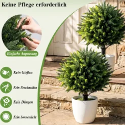 2er Set Kunstpflanzen mit Erdspieß 70 cm Künstliche Zypresse aus PE Immergrüne Künstliche Pflanzen