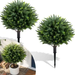 2er Set Kunstpflanzen mit Erdspieß 70 cm Künstliche Zypresse aus PE Immergrüne Künstliche Pflanzen
