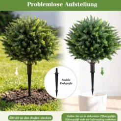 2er Set Kunstpflanzen mit Erdspieß 70 cm Künstliche Zypresse aus PE Immergrüne Künstliche Pflanzen