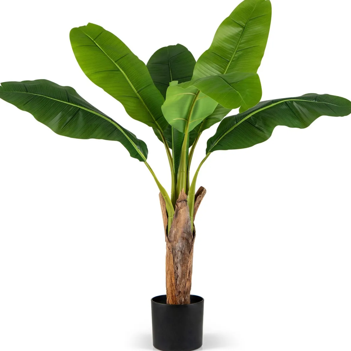 2er Set Kunstpflanze Tropische Palme 107 cm Künstliche Paradiesvogel Pflanze Grün