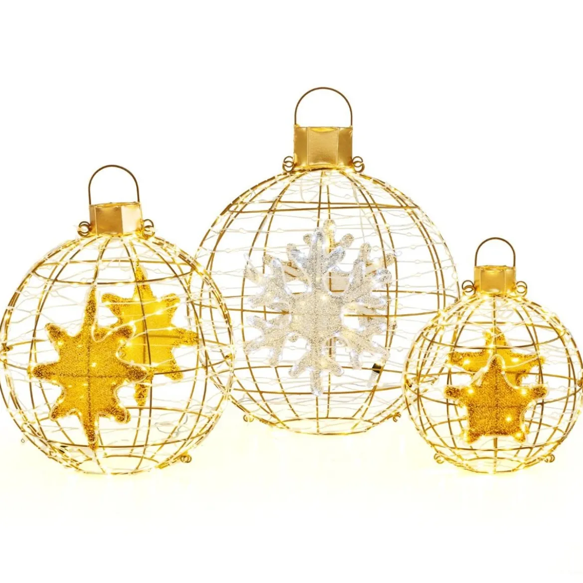 3er Set LED Dekokugel LED Kugeln zum Hinhängen & Hinstellen Leuchtkugel Deko Kugeln