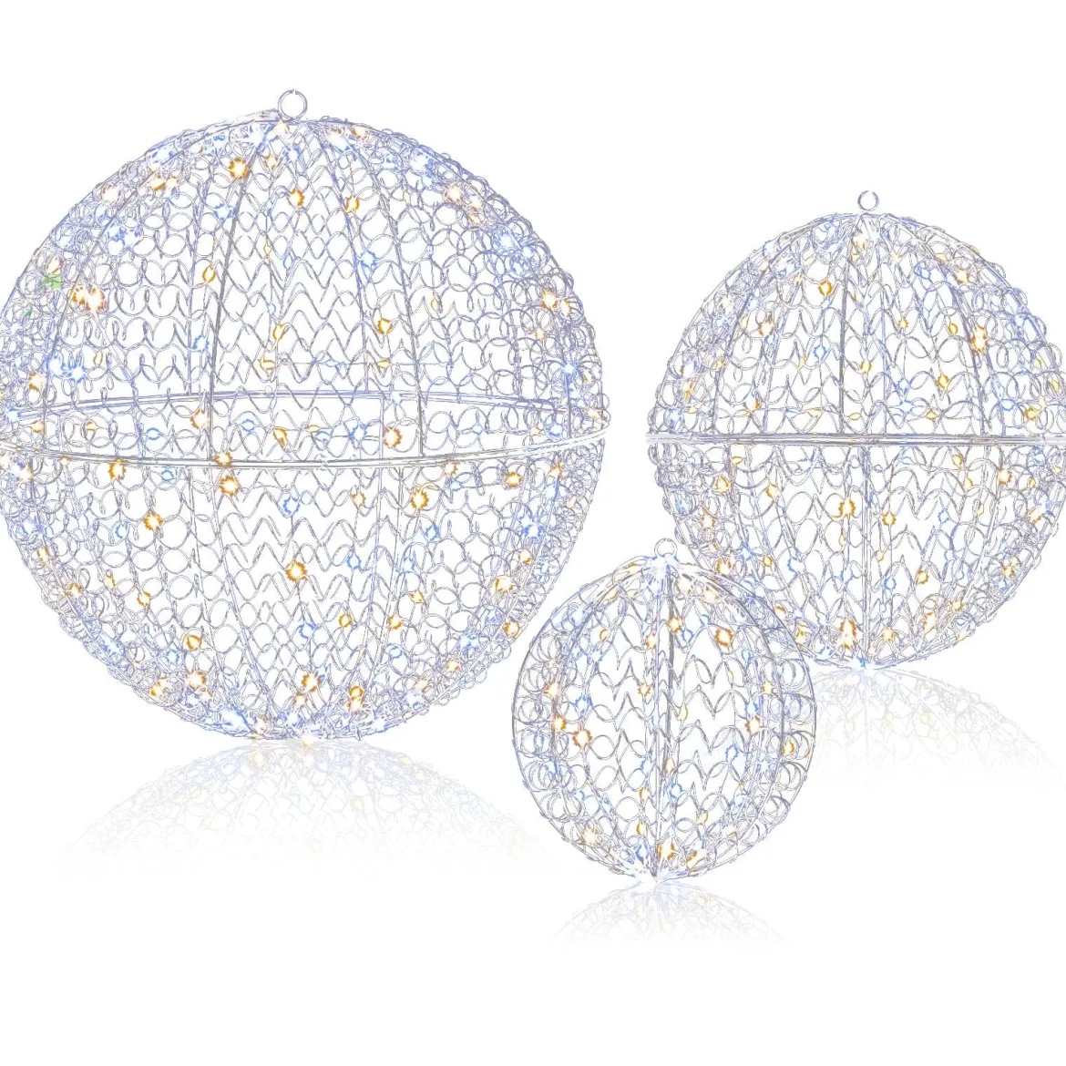 3er Set LED Dekokugel zum Hinhängen & Hinstellen LED Kugeln mit 435 LEDs Weihnachtsdeko