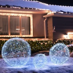3er Set LED Dekokugel zum Hinhängen & Hinstellen LED Kugeln mit 435 LEDs Weihnachtsdeko
