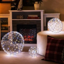3er Set LED Dekokugel zum Hinhängen & Hinstellen LED Kugeln mit 435 LEDs Weihnachtsdeko