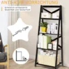 2er Set Leiterregal 4-stufig Bücherregal aus Holz Standregal Treppenregal Eckregal Schwarz