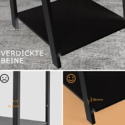 2er Set Leiterregal 4-stufig Bücherregal aus Holz Standregal Treppenregal Eckregal Schwarz