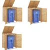 3er Set 120 L Holz Mülltonnenhaus mit Öffnendem Deckel & Doppeltüren & Abschließbarem Riegel