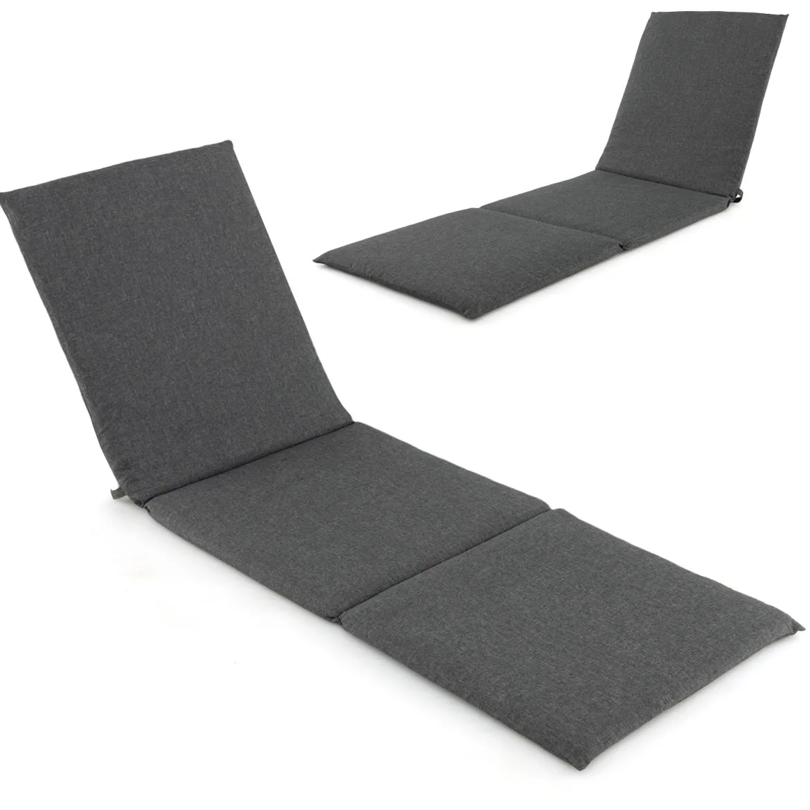 2er Set Liegenauflage Auflage für Sonnenliege Polsterauflage für Gartenliege 182 x 59 x 4,5 cm Dunkelgrau