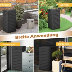 2er Set 118 L Mülleimer mit Deckel & Ausziehbarer Flüssigkeitsschale & Griff Wasserdicht Schwarz