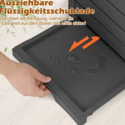 2er Set 118 L Mülleimer mit Deckel & Ausziehbarer Flüssigkeitsschale & Griff Wasserdicht Schwarz