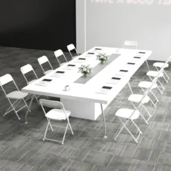 4er Set Metall Klappstühle mit Kunststoffsitz & Rückenlehne Tragbare Terrassenstühle Weiß