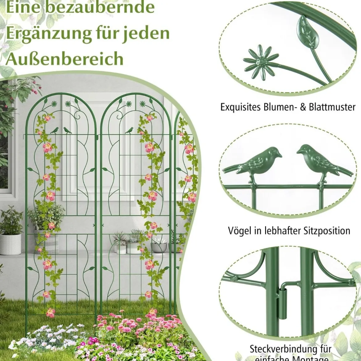 2er Set Metall Rankgitter Dekorativer Gartenzaun Freistehende Rankhilfe 180 x 50 cm