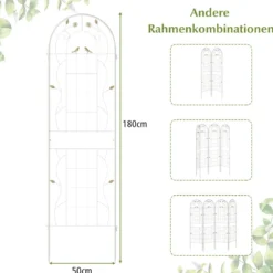 2er Set Metall Rankgitter Dekorativer Gartenzaun Freistehende Rankhilfe 180 x 50 cm