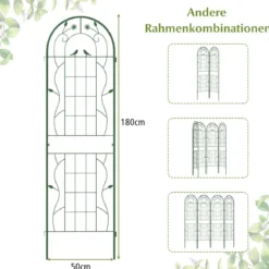 2er Set Metall Rankgitter Dekorativer Gartenzaun Freistehende Rankhilfe 180 x 50 cm