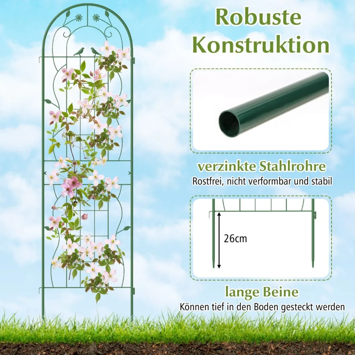 2er Set Metall Rankgitter Dekorativer Gartenzaun Freistehende Rankhilfe 180 x 50 cm