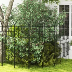 2er Set Metall Rankgitter Freistehender Gartenzaun zum Stecken Spalier 180 x 50 cm Schwarz