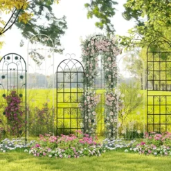 2er Set Metall Rankgitter zum Stecken Dekorativer Gartenzaun Freistehende Rankhilfe