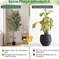 2er Set 1.8 m Künstliche Grünpflanzen mit Realistischen Früchten & Moosen Künstlichen Olivenbäumen