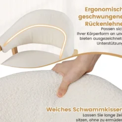 2er-Set modernes Esszimmerstühle Küchenstühle mit gepolstertem Sitz & ergonomischer Rückenlehne Weiß