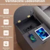 2er Set Nachttisch mit Ladestation Beistelltisch mit Verstellbarem Regal Holz Nachtschrank Schwarz
