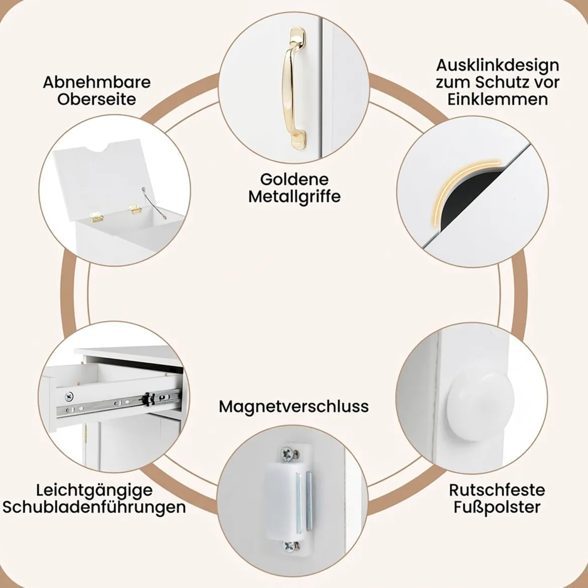 2er Set Nachttisch mit Ladestation Beistelltisch mit Verstellbarem Regal Holz Nachtschrank Weiß